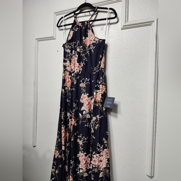 Lulus Feel the Music Midnight Blue Floral Print Maxi Dress S Party Feminine NWT - Picture 7 of 10